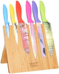 img 4 attached to 🔪 Magnetic Knife Block with Bamboo Butcher Block - Knife Holder and Storage Rack + Chopping Board for Meats, Cheese, and Veggies - Kitchen Décor (Natural Bamboo, Without Knives)