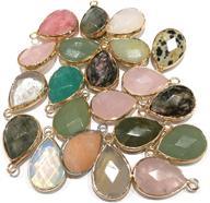 💎 10 pcs waterdrop shape natural stone pendants for jewelry crafts - 14x22mm semi gemstone faceted random assortment logo