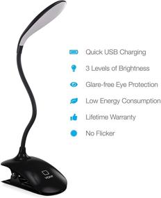 img 3 attached to 📚 Vont Rechargeable LED Clip On Reading Light - Eye-friendly Book Light with 3 Brightness Levels, USB Charging and Touch Control