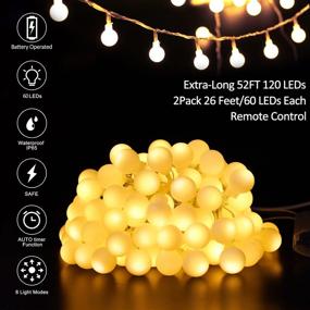 img 2 attached to 🌟 Enhance Your Decor with Battery Operated LED Globe String Lights - 2-Pack, 52FT Total Length, 120 LEDs - Waterproof & Remote Controlled for Christmas, Weddings & More!