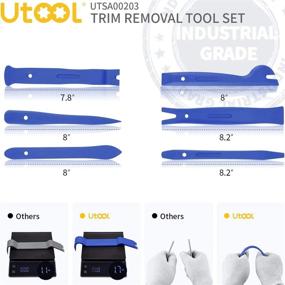 img 2 attached to UTOOL Trim Removal Tool Set, 9pcs Car Panel Remover Kit with Nylon Plastic Trim Tool, Rubber-Coated Fastener Clip Remover, Radio Removal Keys, and Drawstring Pouch - Blue