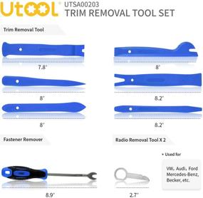img 3 attached to UTOOL Trim Removal Tool Set, 9pcs Car Panel Remover Kit with Nylon Plastic Trim Tool, Rubber-Coated Fastener Clip Remover, Radio Removal Keys, and Drawstring Pouch - Blue