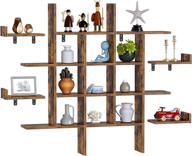 📚 rustic brown 2 pack rolanstar floating shelves for living room, bedroom - wall mounted 4 cube intersecting floating shelf set - home decor furniture, storage, and décor. logo