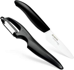 img 4 attached to 🔪 Kyocera Advanced Ceramic 3-inch Paring Knife with Vertical Double Edge Peeler, Black: Efficient and Versatile Kitchen Tool