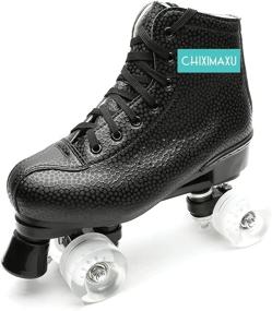 img 2 attached to Chiximaxu Youth and Adult Roller Skates - Quad Rink Skate Speed Boots for Indoor and Outdoor Use