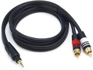 🎧 monoprice audio cable 3 ft black - premium stereo male to 2 rca male 22awg, gold plated logo