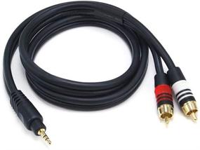 img 2 attached to 🎧 Monoprice Audio Cable 3 Ft Black - Premium Stereo Male to 2 RCA Male 22AWG, Gold Plated