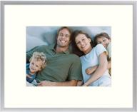 golden state art 8x10 aluminum silver metal wall photo frame - elegant display for 5x7 pictures with ivory color mat, real glass & table-top option логотип