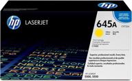 🟨 hp 645a c9732a toner cartridge - vibrant yellow print quality logo