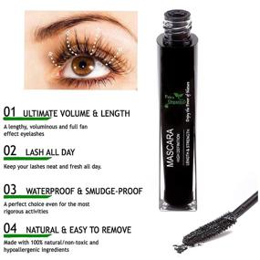 img 1 attached to 💧 Waterproof Black Mascara: Voluminous, Fiber, Silk - Sensitive Eyes Friendly! Cruelty Free/Natural Option Available