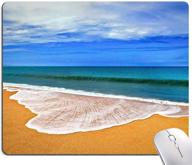 🏖️ waterproof ocean beach mouse pad - non-slip rubber base - office laptop mouse mat square - 9.5"x7.9"x0.12" inch logo