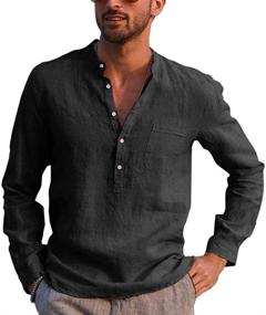 img 2 attached to Regular Cotton Henley Shirts with Sleeves