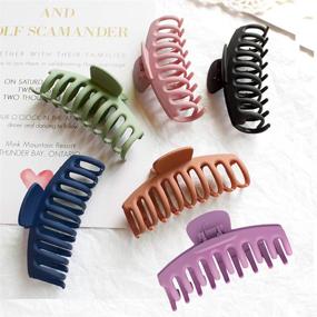 img 3 attached to 🦁 6PCS 4-Inch Matte Big Hair Claw Clips - Large Nonslip Hair Clips with Strong Hold for Thick Hair Women and Girls (Available in 6 Colors)