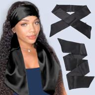 🧣 2pcs xtrend шёлковые узкие повязки для волос: 58 дюймов повязка для кружевной парики, нескользящие ободки для волос для йоги, макияжа, спорта - (черный, 2 шт) логотип