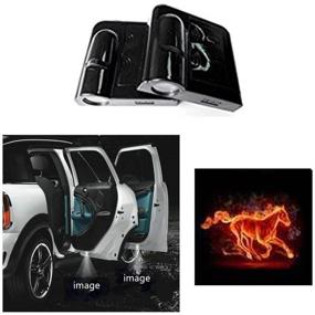 img 3 attached to 🚗 Upgraded Universal Car Door LED Logo Projector Light with Sensor - Ghost Shadow Welcome Lamp (2PCS) featuring Mustang Horse Design