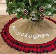 🎄 aiseno 48 inch christmas tree skirt: linen burlap with red and black buffalo plaid edge - ideal decoration for merry christmas party logo