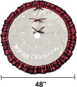 img 3 attached to 🎄 AISENO 48 Inch Christmas Tree Skirt: Linen Burlap with Red and Black Buffalo Plaid Edge - Ideal Decoration for Merry Christmas Party