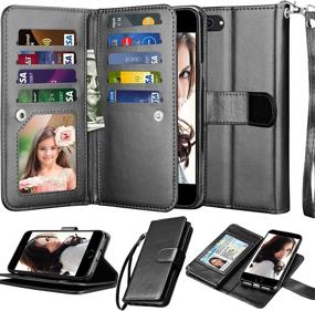 img 4 attached to 📱 Black Njjex Wallet Case for iPhone SE 2020/SE2, iPhone 8/7 [9 Card Slots] PU Leather Credit Holder Folio Flip [Detachable] Kickstand Lanyard Magnetic Phone Cover for 2nd Gen iPhone SE