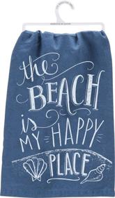 img 3 attached to 🏖️ Полотенце для мытья посуды Primitives by Kathy Blue Chalk Art, 28", Безмерно счастлив на пляже