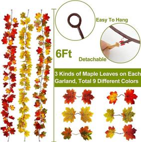 img 3 attached to 🍁 TURNMEON 3 Style Mixcolor Fall Maple Garland Decoration (18 Feet) - Artificial Autumn Maple Leaf Garland for Home Indoor Fireplace, Fall Foliage Harvest Thanksgiving Decor (6 Feet per Piece)