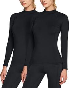 img 3 attached to TSLA Women's Thermal Long Sleeve Tops: 1 or 2 Pack, Mock Turtle 👚 & Crew Neck Shirts, Fleece Lined Compression Base Layer - Stay Warm and Cozy!