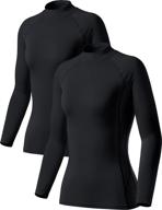 tsla women's thermal long sleeve tops: 1 or 2 pack, mock turtle 👚 & crew neck shirts, fleece lined compression base layer - stay warm and cozy! logo