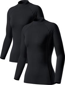 img 4 attached to TSLA Women's Thermal Long Sleeve Tops: 1 or 2 Pack, Mock Turtle 👚 & Crew Neck Shirts, Fleece Lined Compression Base Layer - Stay Warm and Cozy!