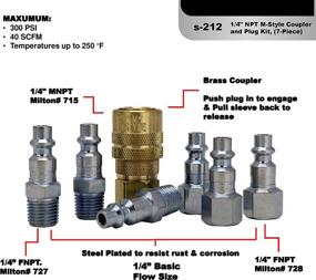 img 3 attached to 💪 Milton S212 S-212 1/4" NPT M Style Coupler and Plug Kit - 7 Piece: Efficient Air Compressor Connection Solution