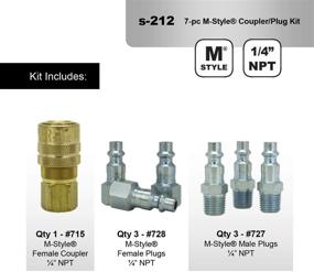 img 1 attached to 💪 Milton S212 S-212 1/4" NPT M Style Coupler and Plug Kit - 7 Piece: Efficient Air Compressor Connection Solution