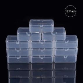 img 1 attached to 📦 BENECREAT 12 Pack Rectangular Clear Plastic Bead Storage Boxes with Lids - 3.5x2.4x1.2 Inches - Ideal for Small Items and Crafts