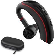 enhanced bluetooth v5.0 earpiece: wireless business headset with noise reduction mic - perfect for cell phones, skype, office, work out, and trucker driving logo