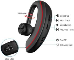 img 3 attached to Enhanced Bluetooth V5.0 Earpiece: Wireless Business Headset with Noise Reduction Mic - Perfect for Cell Phones, Skype, Office, Work Out, and Trucker Driving