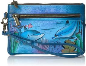 img 4 attached to Anna Anuschka Painted Wristlet Organizer: Stylish Women's Handbags, Wallets and Wristlets