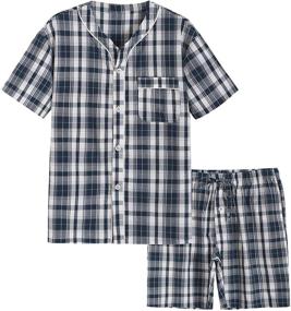 img 4 attached to 🌞 Stay Cool and Comfortable in Latuza's NavyWhite Summer Cotton Pajamas