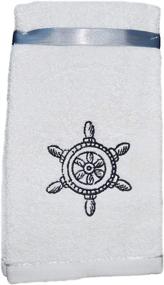 img 1 attached to 🏖️ Luxury 6 Piece Fingertip Towels: Embroidered Nautical Design, 100% Turkish Cotton, Ocean Themed Decorative Guest Towels (Lighthouse)