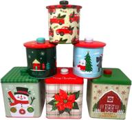 full set of 6 plum designs christmas tins - christmas cookie tin set логотип