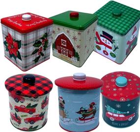 img 1 attached to Full Set of 6 Plum Designs Christmas Tins - Christmas Cookie Tin Set