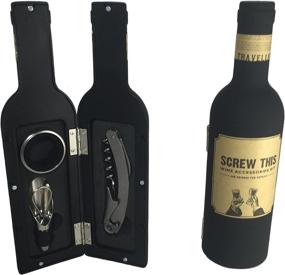 img 2 attached to 🍷 SCREW THIS Novelty Wine Accessories Kit- Fun Bottle-Shaped Holder with Essential Cork Screw, Bottle Opener, Pourer, Plug and Ring