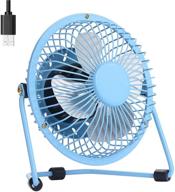 🔵 portable usb fan: 4 inch mini usb desk table fan for cooling - perfect for camping, home office and travel - powered by usb - strong wind - blue logo