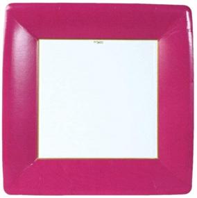 img 1 attached to 🌹 Caspari Rose Grosgrain Square Paper Dinner Plates - Pack of 8