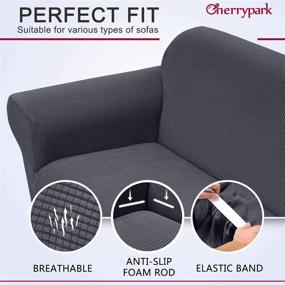 img 1 attached to 🛋 Cherrypark High Stretch Sofa Cover: Premium Gray 1 Piece Thickened Couch Cover for 3 Cushion Couch, Perfect for Dogs, with Elastic Band - Large Size, Anti-Slip Furniture Protector