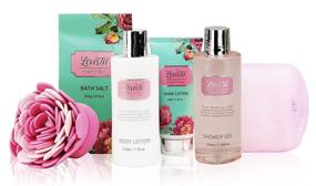 img 1 attached to Bath and Body Works: Natural English Rose Relaxing Spa Kit - Perfect Gift Set for Men, Women, and Teens - Shower Gel, Bubble Bath, Body Lotion, Bath Salt, Sponge Included