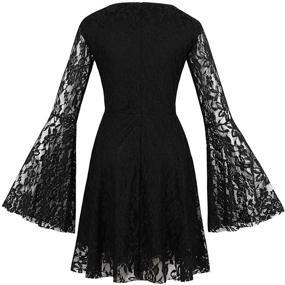 img 3 attached to 🧙 Wellwits Women's Flare Sleeves Lace Vintage Dress: Gothic 40s 50s Retro Style Witchy Attire