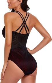 img 3 attached to 👙 MARZXIN Women's Mesh Plunge Tummy Control Monokini: Stylish Swimwear for Flattering Silhouette