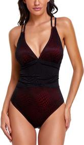 img 4 attached to 👙 MARZXIN Women's Mesh Plunge Tummy Control Monokini: Stylish Swimwear for Flattering Silhouette