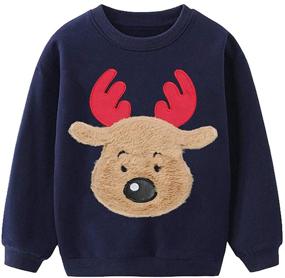 img 4 attached to Toddler Pullover Christmas Reindeer Sweatshirt Boys' Clothing