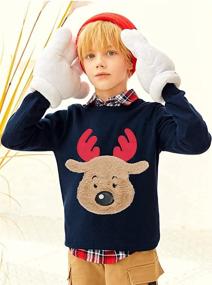 img 3 attached to Toddler Pullover Christmas Reindeer Sweatshirt Boys' Clothing