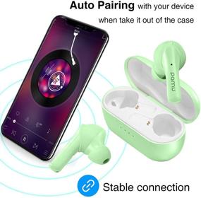 img 2 attached to 🎧 Padmate Pamu T6C Зеленые - наушники True Wireless с 4 микрофонами, шумоподавлением CVC8.0, сенсорным управлением, спортивные TWS, воспроизведение 30 часов, водонепроницаемость IPX6, Bluetooth-наушники с чехлом-зарядкой, внутриканальная гарнитура