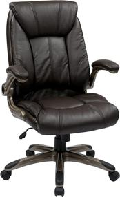 img 1 attached to 🪑 Premium Office Star Faux Leather Executive Chair with Padded Arms, Cocoa Finish Accents, and Espresso Design