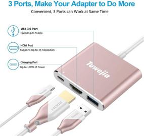 img 2 attached to 🔌 Tuwejia адаптер USB-C к HDMI с разрешением 4K, USB 3.0 и портом зарядки - совместим с MacBook, Pixel, XPS13, Yoga 900, Lumia 950Xl